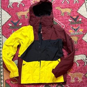 Bonfire Colorblock Ski Jacket - Burgundy, Yellow & Black